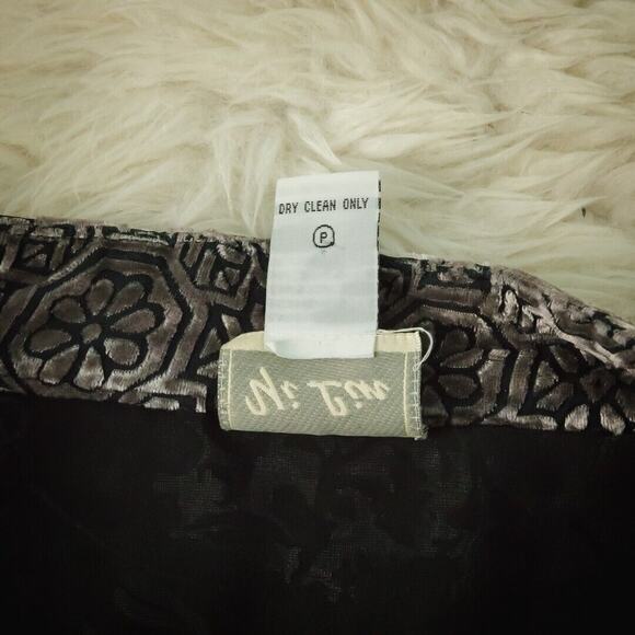 Yi Lin Size Small S Floral Velvet Burn Out Button Long Sleeve Silk Tunic Jacket - Picture 6 of 7